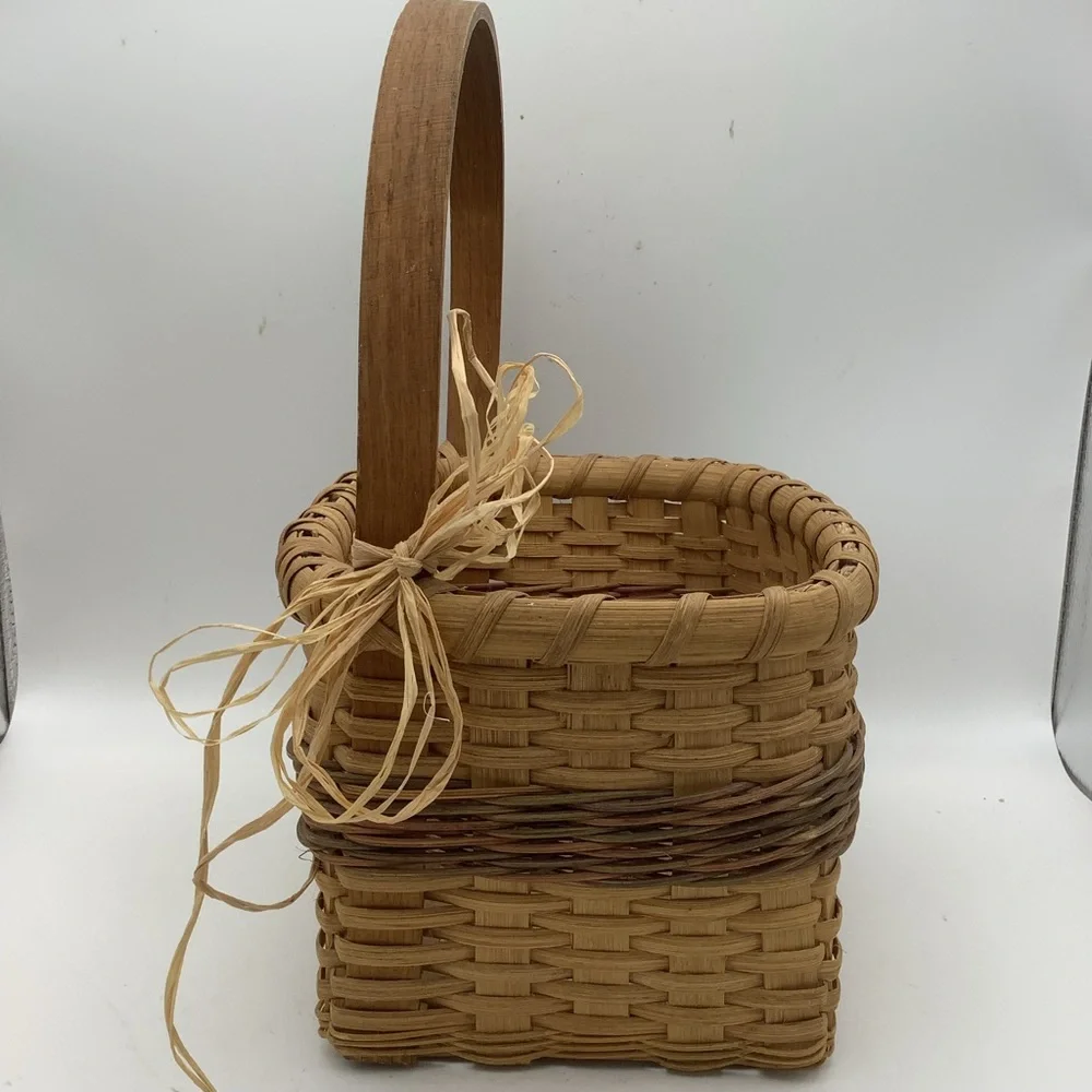 Vintage Handcrafted Tan Woven Basket